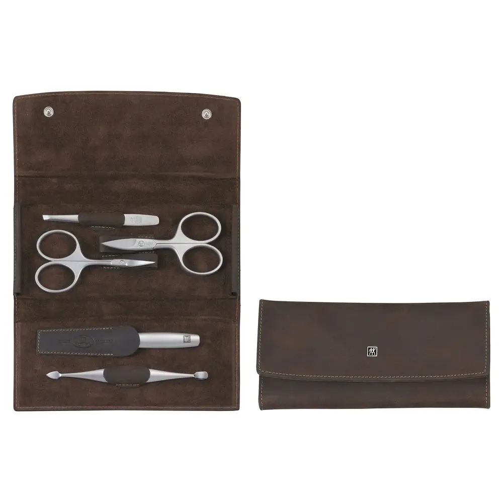 Zwilling Twinox Sada na manikúru v pouzdře se zapínáním NeatS, hnědá kůže, 5 dílů