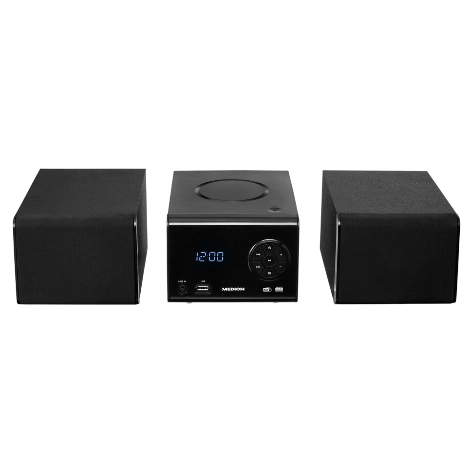Mini wieża MEDION CD-R/RW/MP3 FM,DAB+ Bluetooth 5.0,USB1 AUX Wysokość produktu 27.4 cm