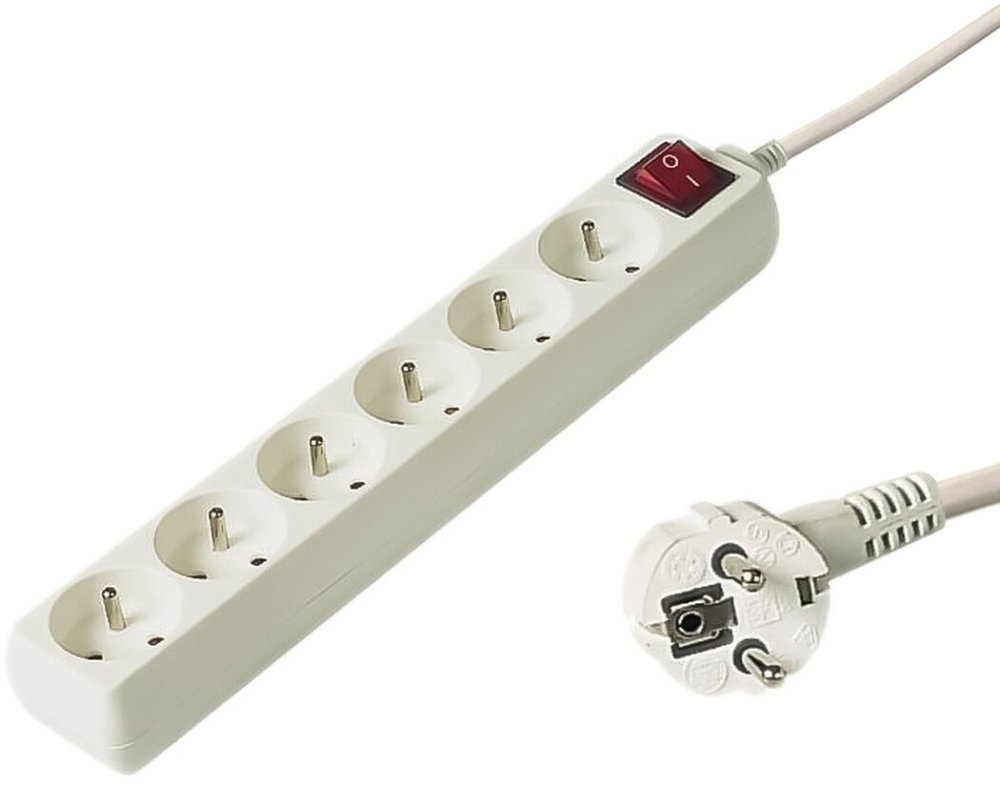 Premiumcord Przedłużacz 230V 10m, 6 gniazd włącznik, biały