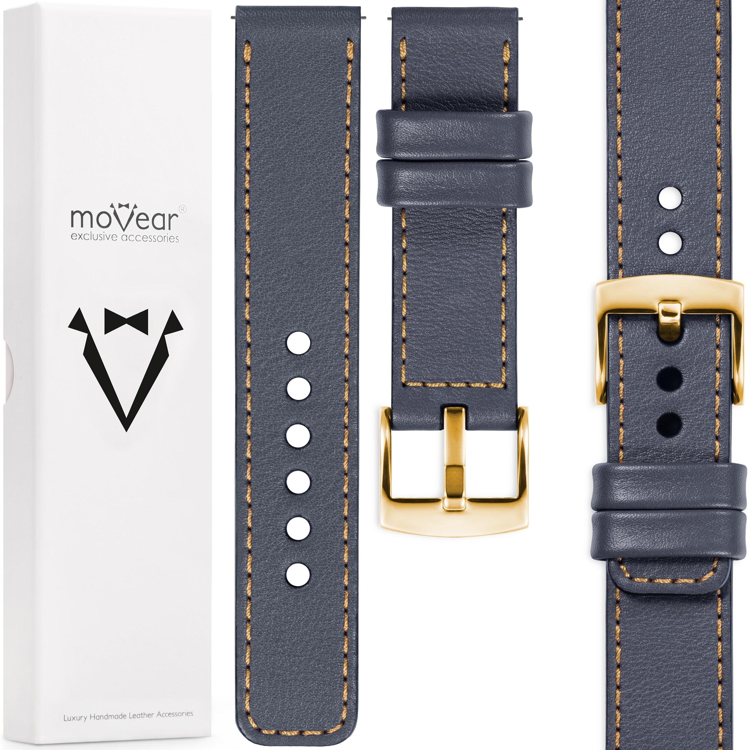 Prémiový kožený řemínek 18 mm pro hodinky, elegantní a stylový Movear