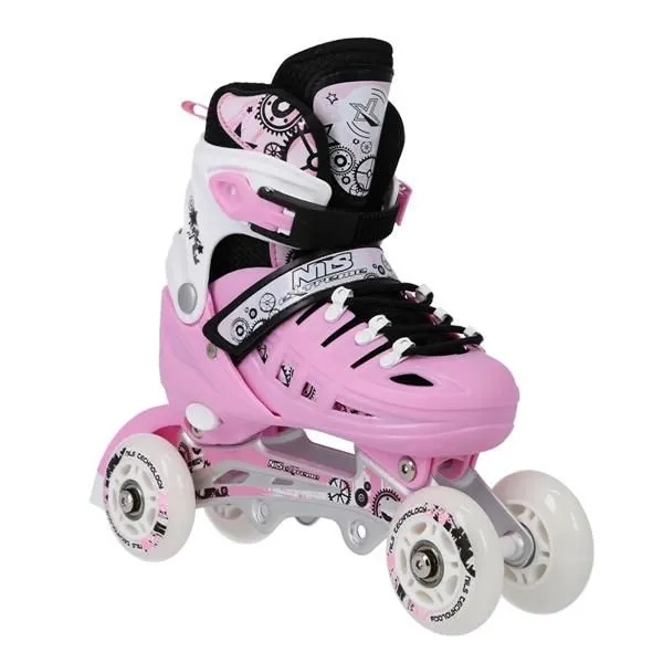 NILS ŁYŻWOROLKI 4W1 RÓŻOWE M(35-38) NH10905 ROLKI ŁYŻWY ROLKI REGULOWANE Liczba kół 4