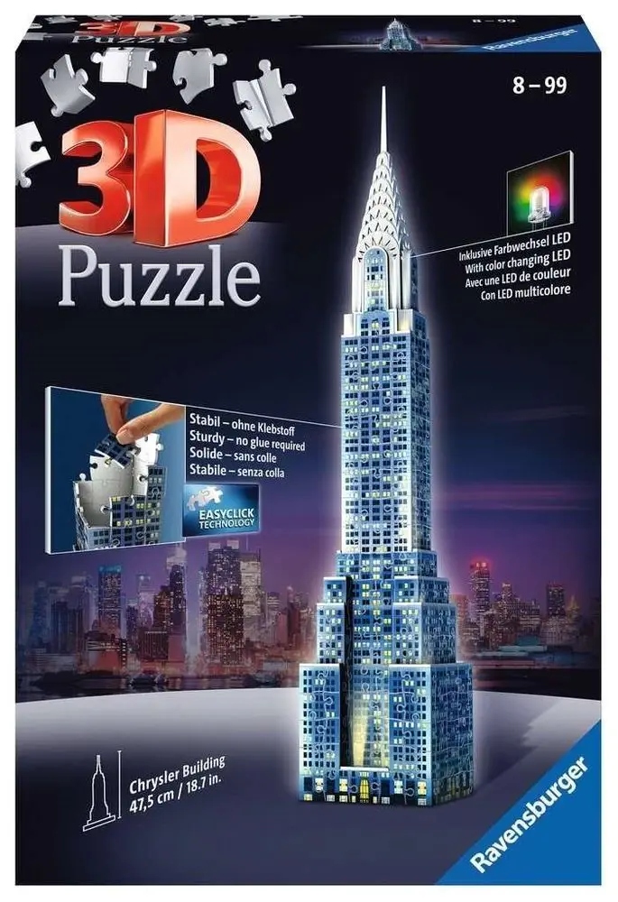 Puzzle 3D Budynki nocą: Wieżowiec Chrystler Building Ravensburger Marka Ravensburger