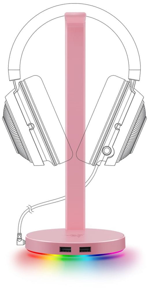Razer Podstawka pod S?uchawki Base Station V2 Chroma, Quartz, USB 3.1 — 3