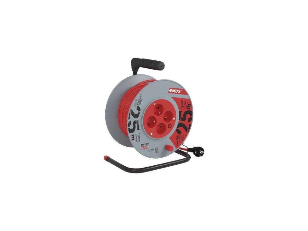 Predlžovací kábel na bubne 25 m 4 zásuvky červený Pvc 230 V 1,5…