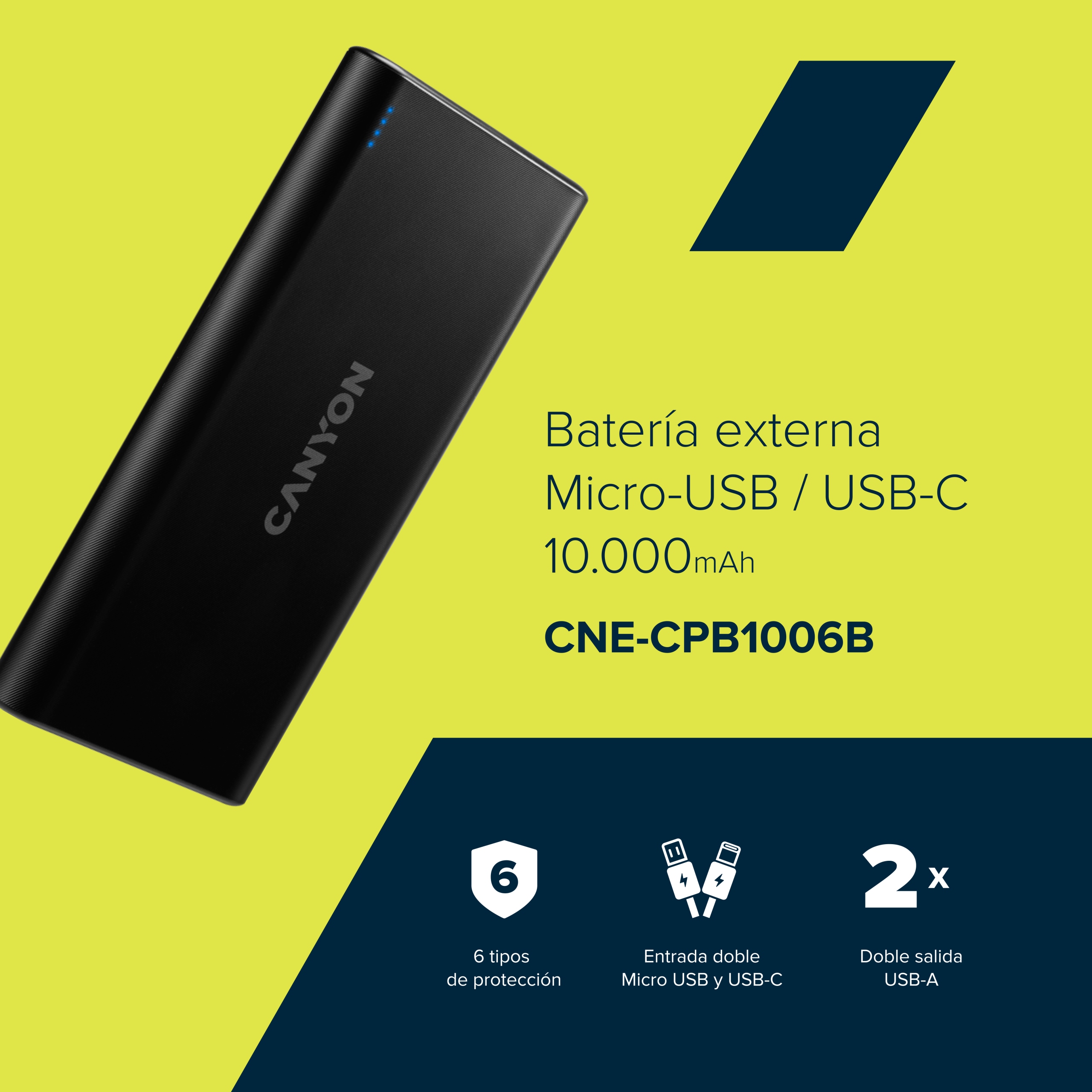 CANYON Powerbank PB-106 10000 mAh Czarny — 11