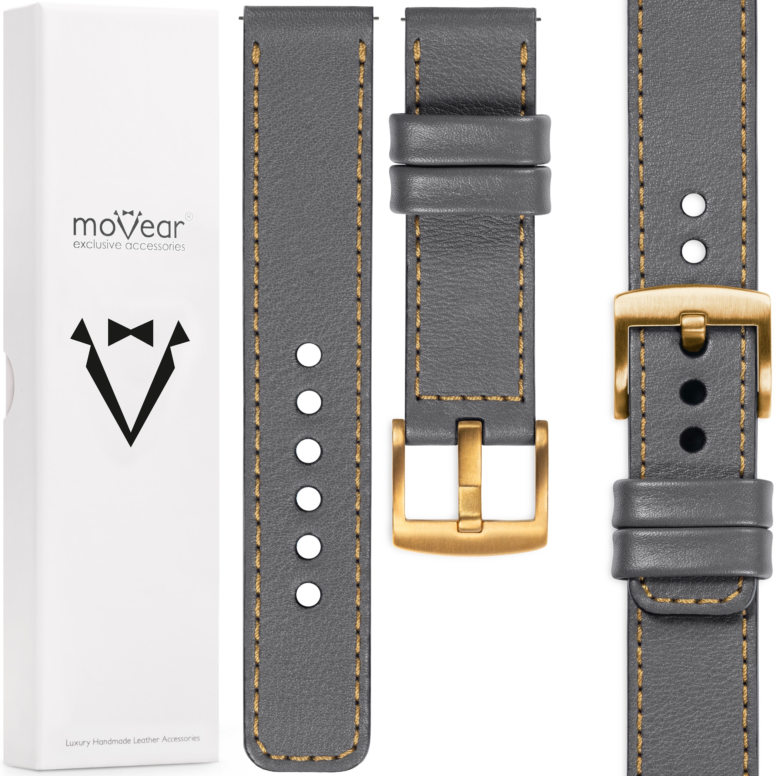 Kožený opasek 26 mm pro prémiové hodinky, elegantní, italská kůže Movear