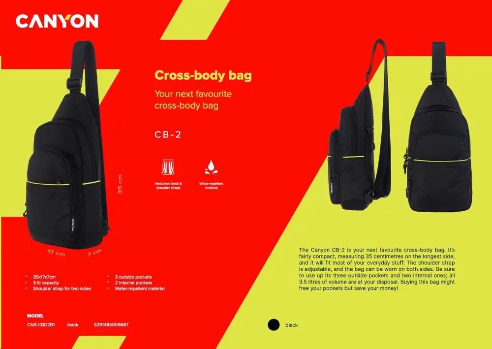 CANYON Torba  CB-2 Na ramię/Korpus Czarna — 11
