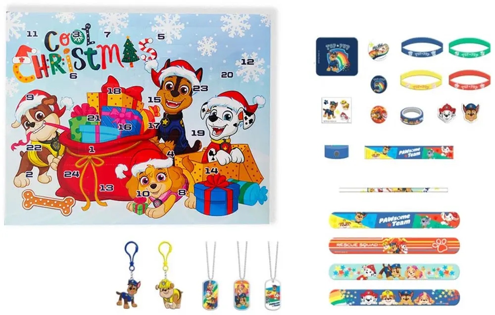 Адвент-календарь Euroswan Paw Patrol, 24 аксессуара: брелоки, браслеты и канцелярия, от 5 лет — фото 2