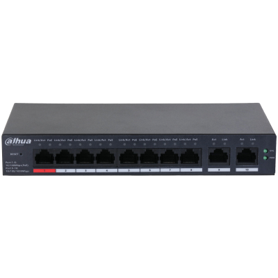 Switch Poe Dahua pre napájanie 8 kamier CS4010-8ET-110 8xPoE 2Uplink