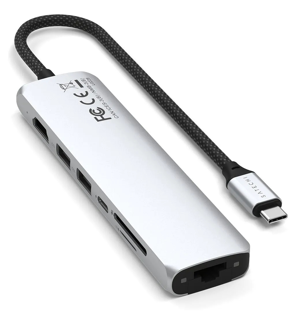 Satechi 7v1 Usb-c adaptér pro mobilní zařízení Usb-c Pd, 2x Usb-a, Hdmi 4K, Ethernet