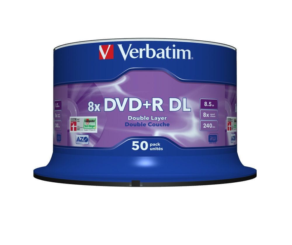 Dvd+r Verbatim 8x 8,5GB Cake 50 szt DL