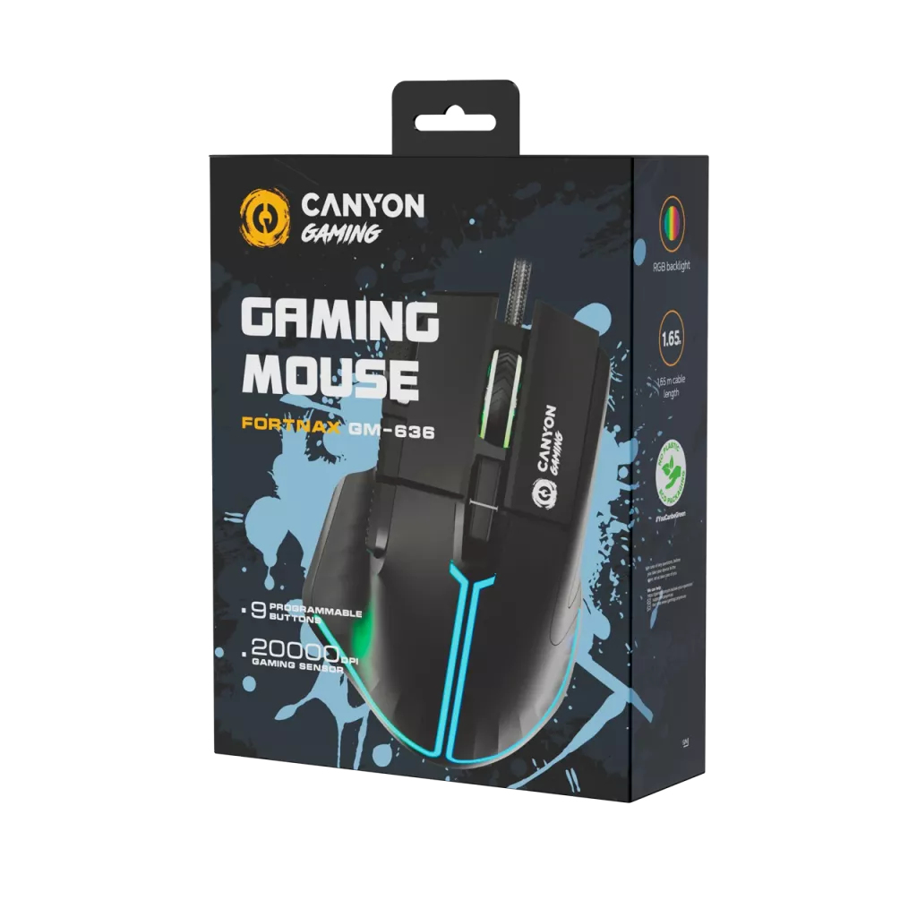 CANYON Mysz gamingowa Fortnax GM-636 RGB 9 Przyc. Przew. Czarna — 11