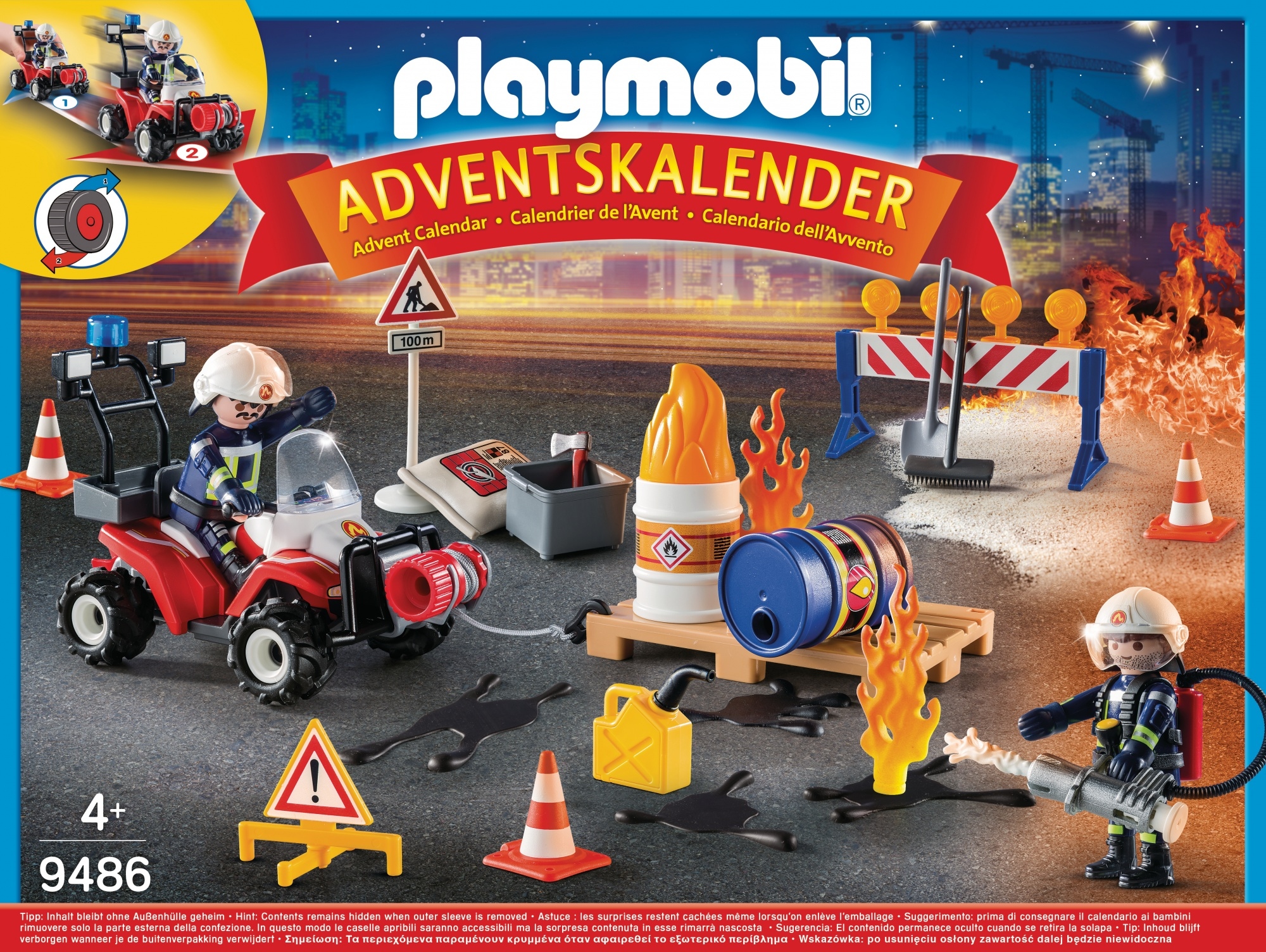 Адвент-календарь Playmobil 9486 Пожарные, фигурки и машина, 76 деталей, от 4 лет — фото 7
