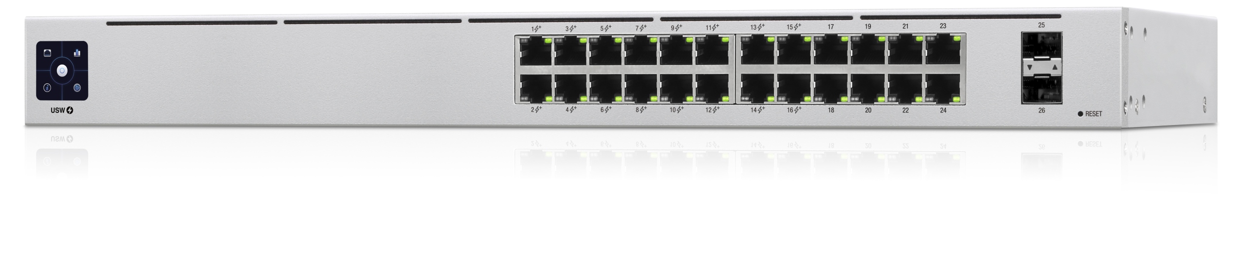 UBIQUITI UniFi Switch USW-24-PoE, 24 port Layer 2; (16) GbE PoE+, (8) GbE, (2) 1G SFP, 95W — 3