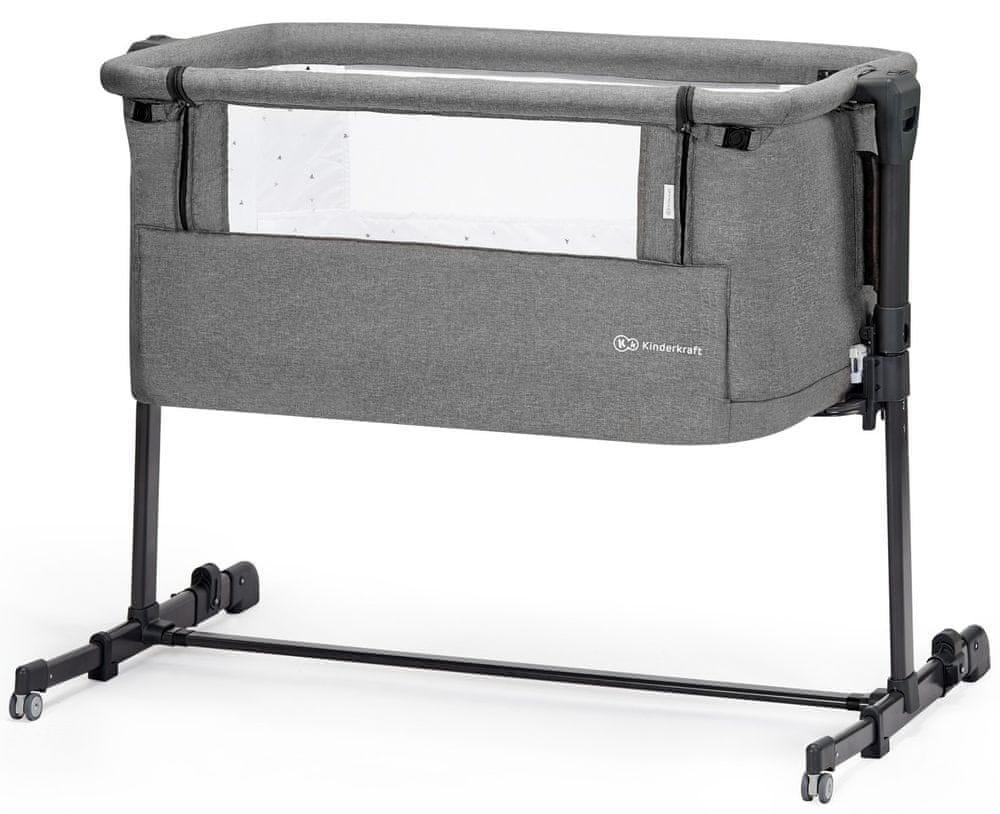 Kinderkraft Neste Grow łóżeczko dostawne 3w1 z obniżanym dnem Dark Grey