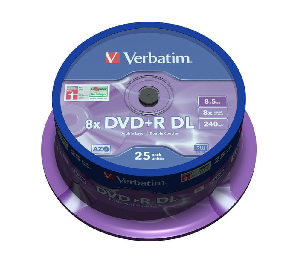 Płyta DVD+R DL Verbatim DVD+R 8x 8.5GB 25P CB Double Layer 43757 43757