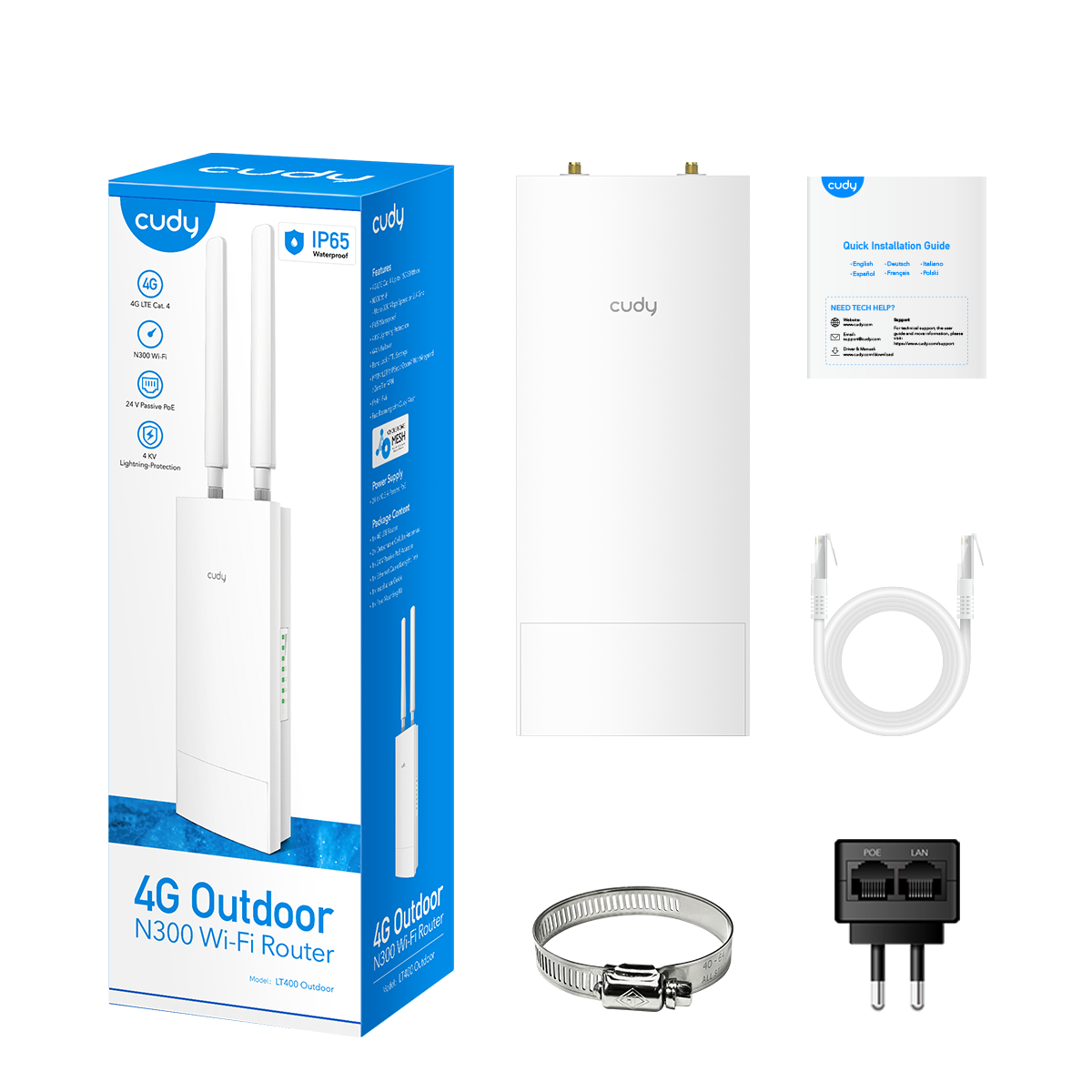 Cudy Router LT400 Outdoor 4G Lte Sim N300, Ethernet, Wan/lan, Vodotesný