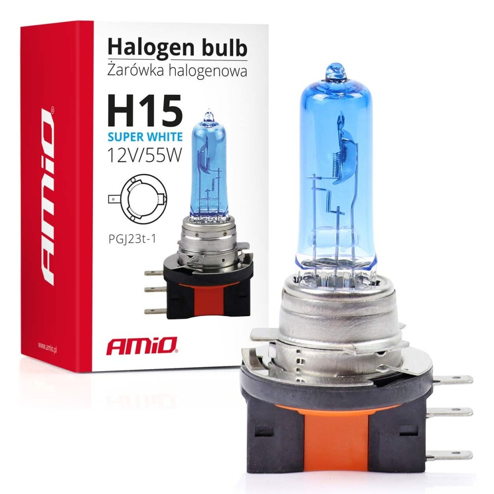 AMiO Żarówka halogenowa H15 12V 55W White AMIO-01492