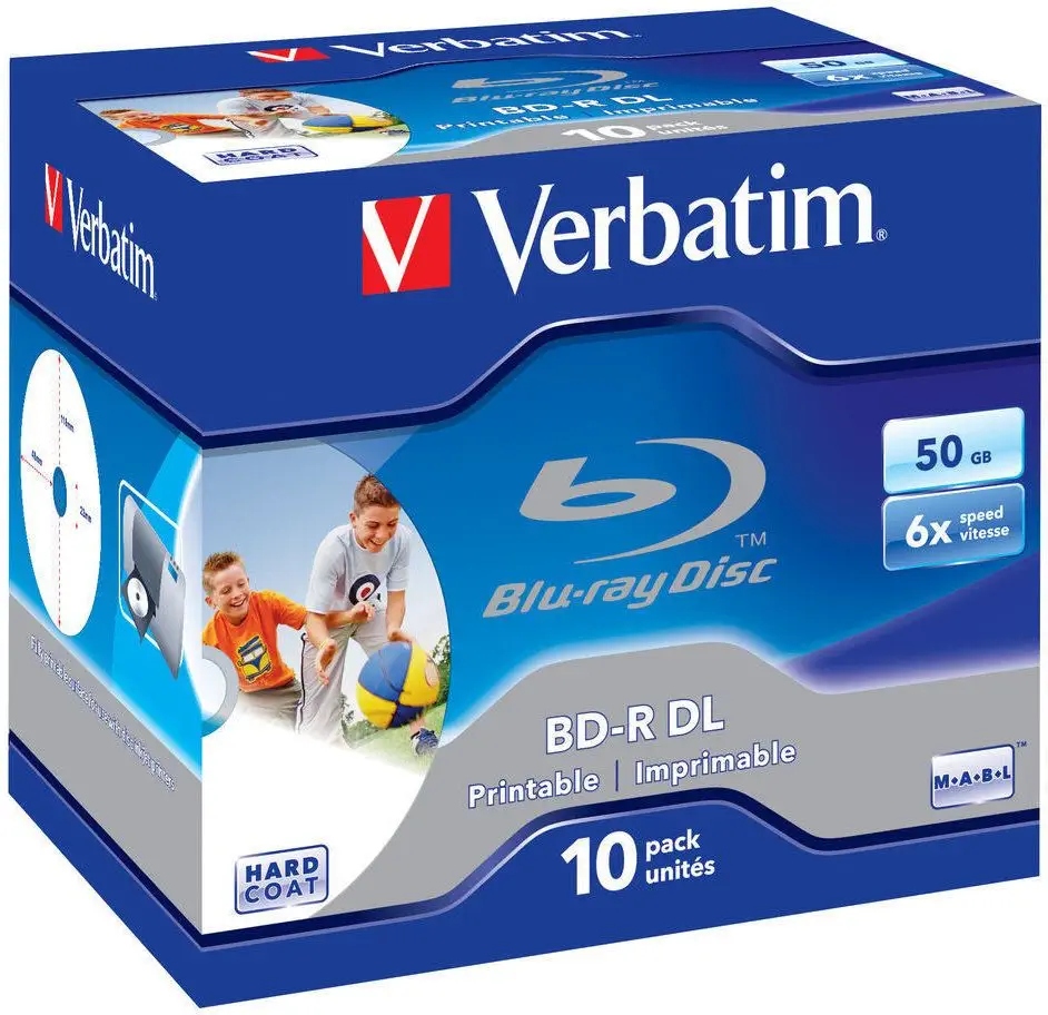 Bd-r DL Verbatim 6x 50GB (Jewel Case 10) Blu-Ray Printable