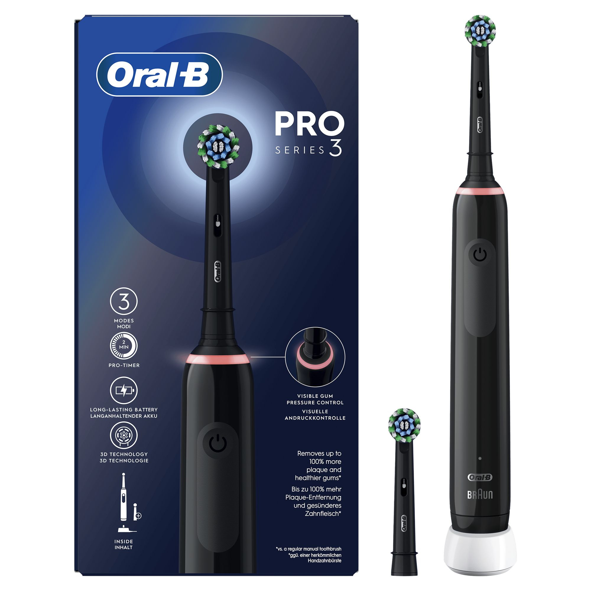 ORAL-B PRO 3 3000 SZCZOTECZKA ELEKTRYCZNA 3 TRYBY KONTROLA NACISKU CZARNA — miniatura 13