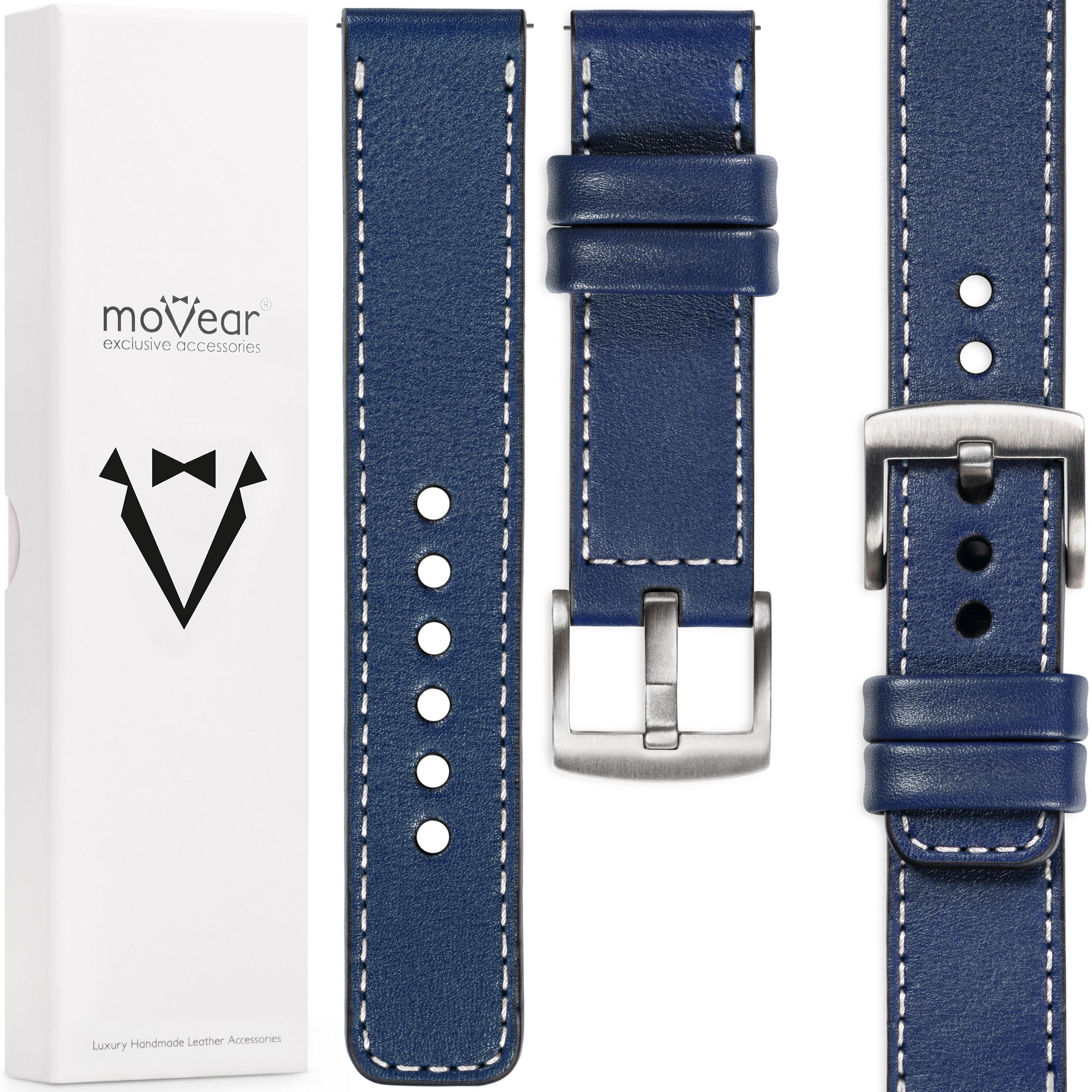 Exkluzivní 24mm pásek pro prémiové hodinky, stylový Movear, tmavě modrý