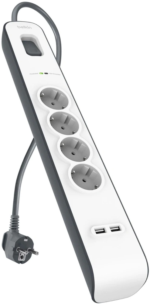 Přepěťová lišta s filtrem Rfi 4 zásuvky 2xUSB belkin BSV401ca2M