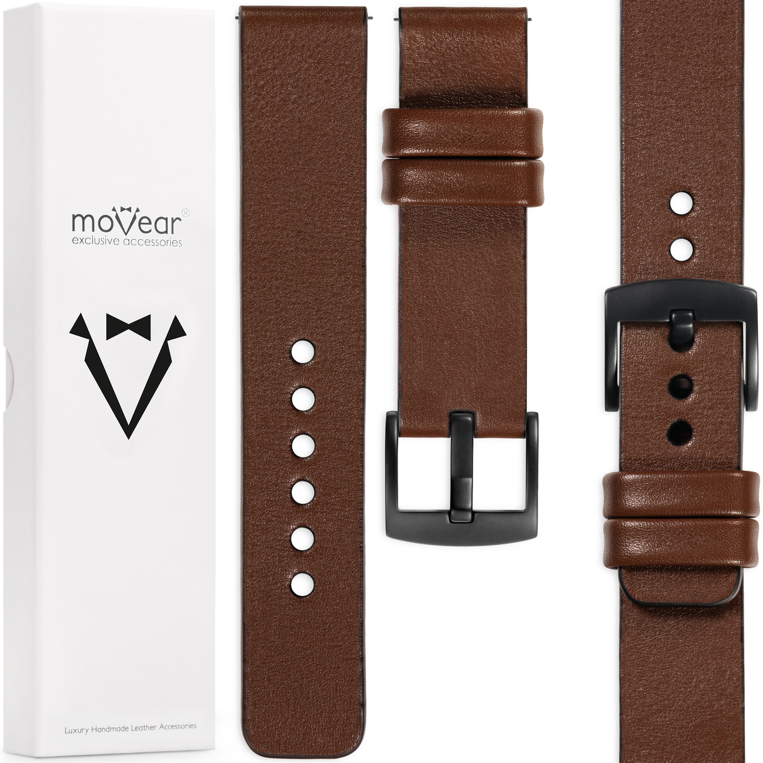 Prémiový kožený řemínek 22 mm pro hodinky, elegantní a stylový Movear