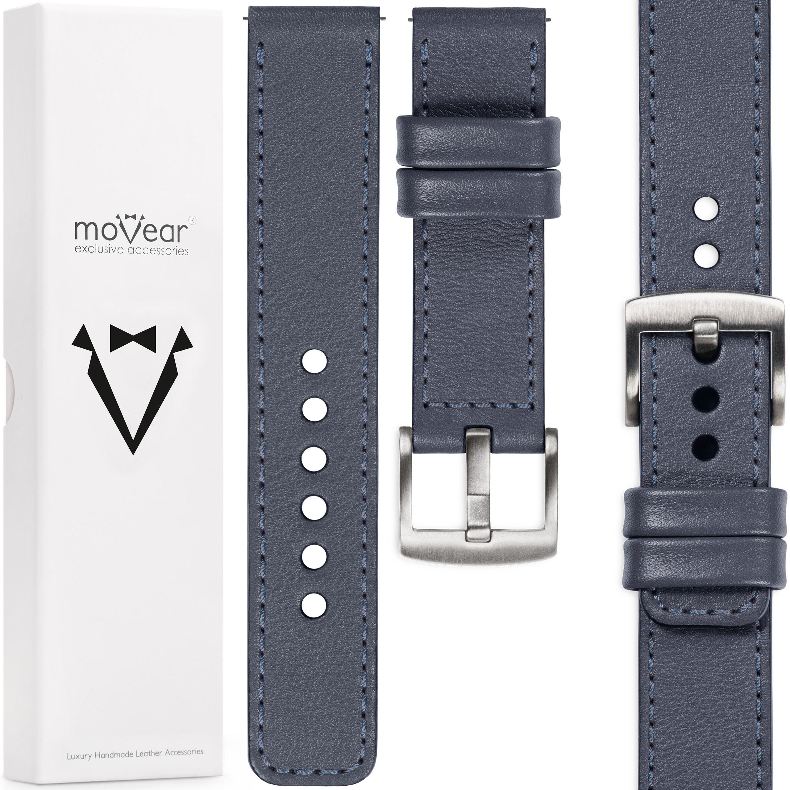 Exkluzivní řemínek 24 mm pro prémiové hodinky Italská kůže Šedá ocelová