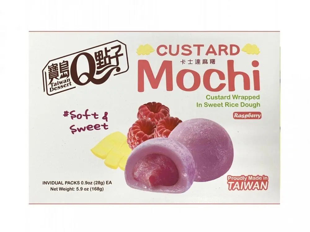 Levně 3x He Fong Custard Mochi Malinové 168 g