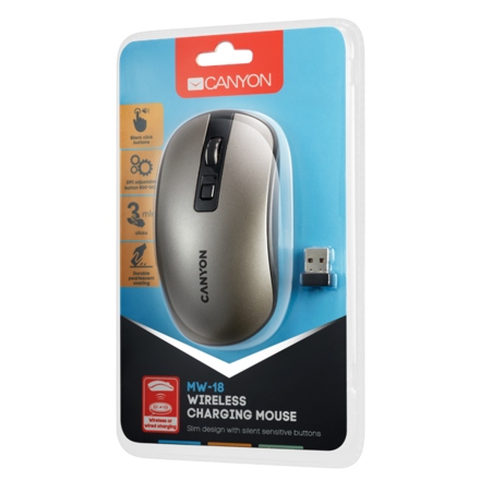 CANYON Mysz bezprzewodowa MW-18 Akumulator Ciemnoszara — 10