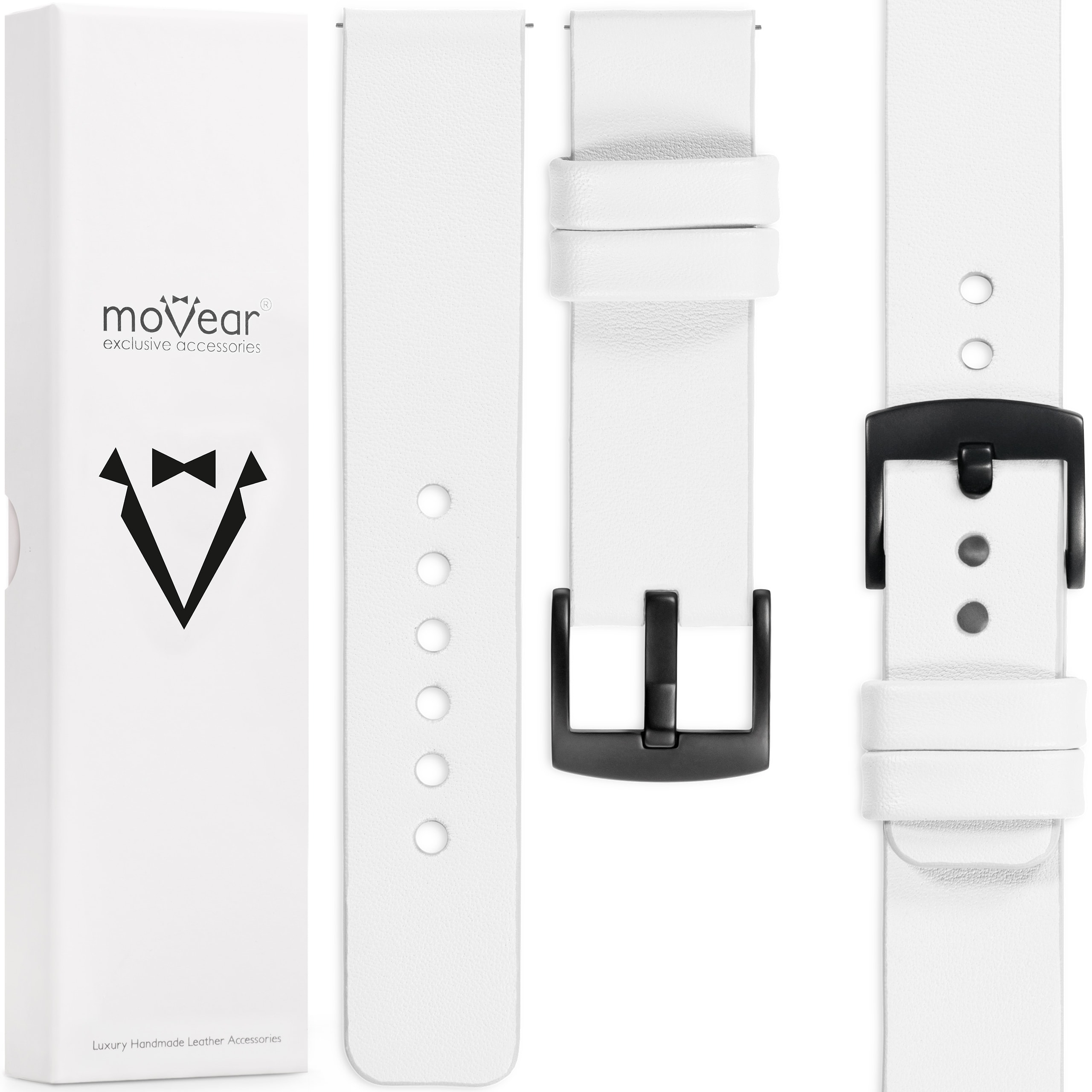 Řemínek 20 mm exkluzivní pro prémiové hodinky Italská kůže Bílá