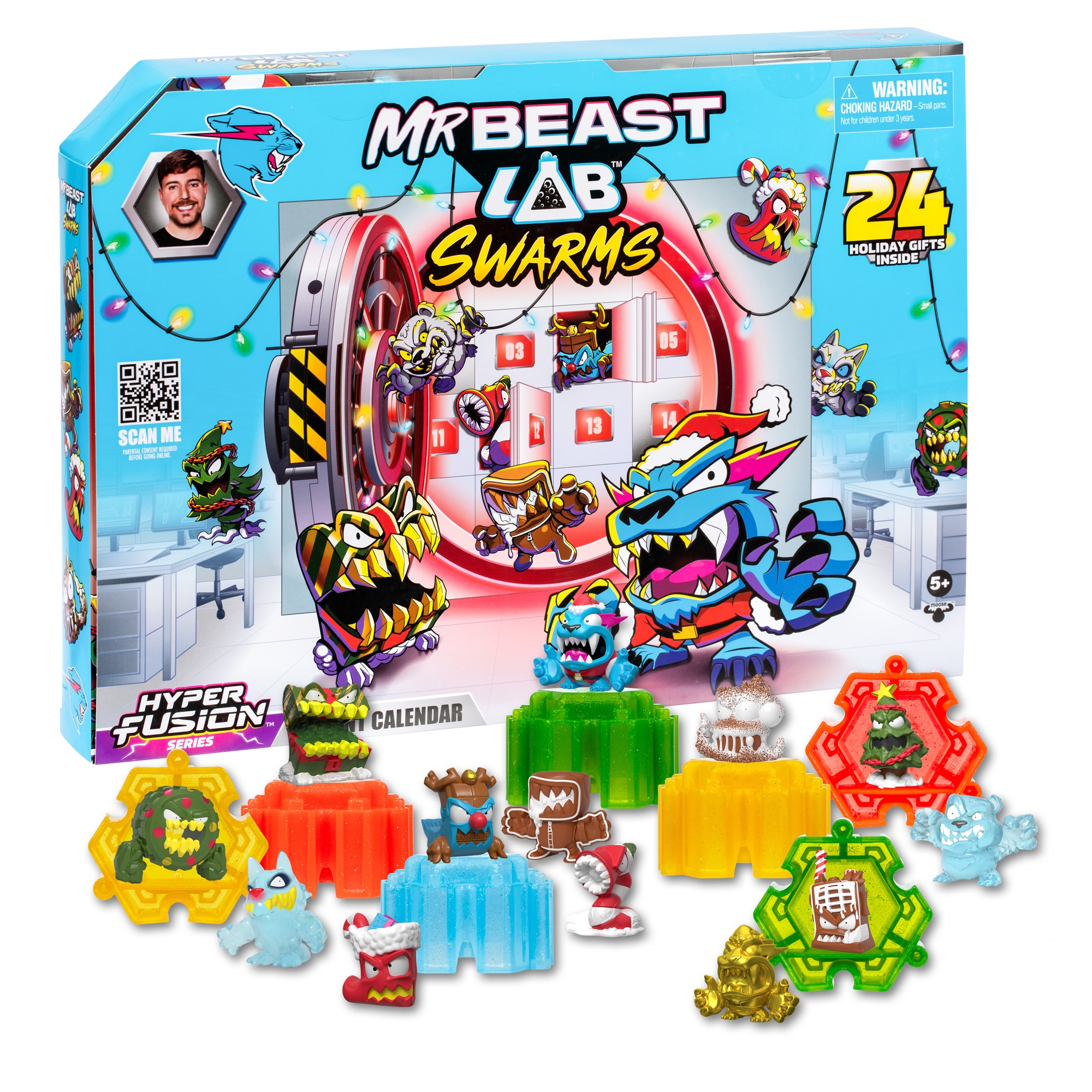 Адвент-календарь MrBeast Lab Swarms 2025, 14 микрофигурок и 7 капсул, от 5 лет