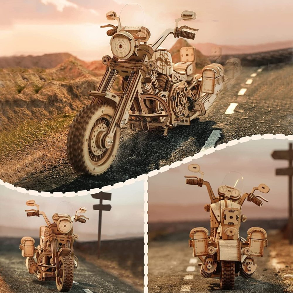 ROBOTIME DREWNIANE PUZZLE 3D MODEL 3D MOTOCYKL CRUISER MOTOR HARLEY 420el. Szerokość produktu 11.6 cm
