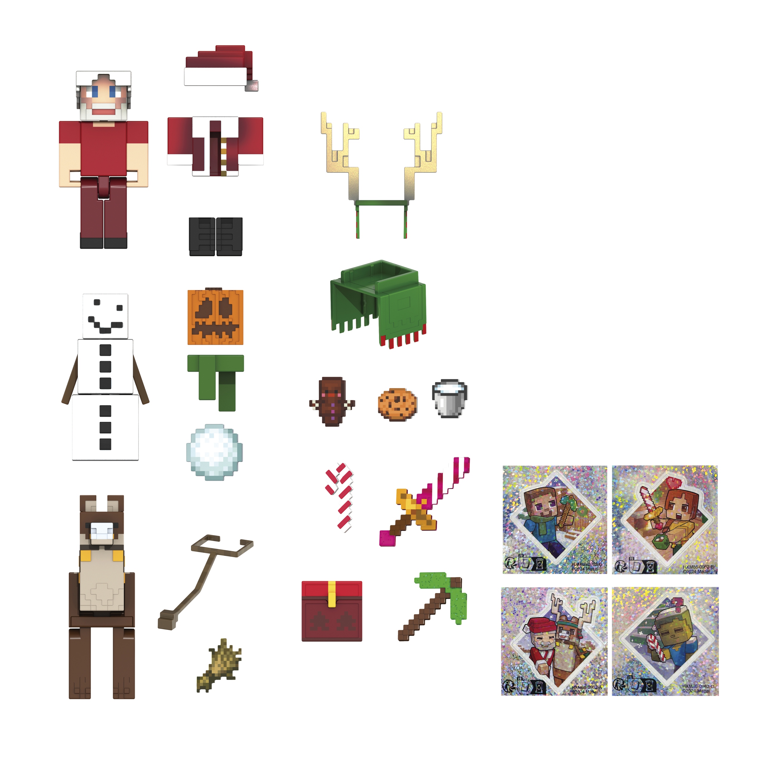 Адвент-календарь Minecraft Mattel HXM86, 3 фигурки, аксессуары и наклейки, от 6 лет — фото 5