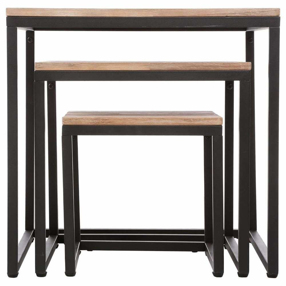 Sada 3 konferenčných stolíkov Edena čierna štvorcová, drevená, kovová matná