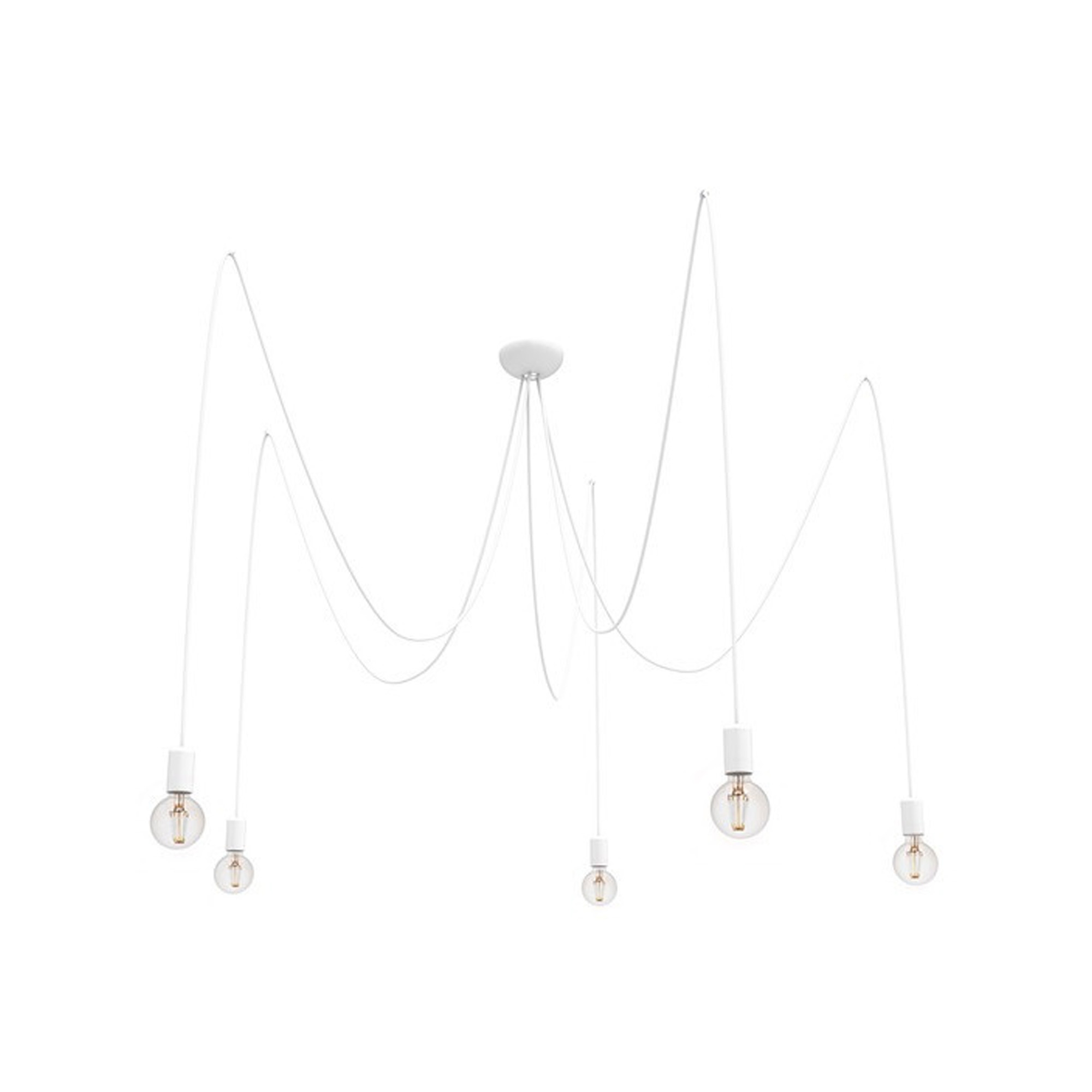 Spider biela závesná lampa s 5-bodovým osvetlením v modernom štýle pavúka