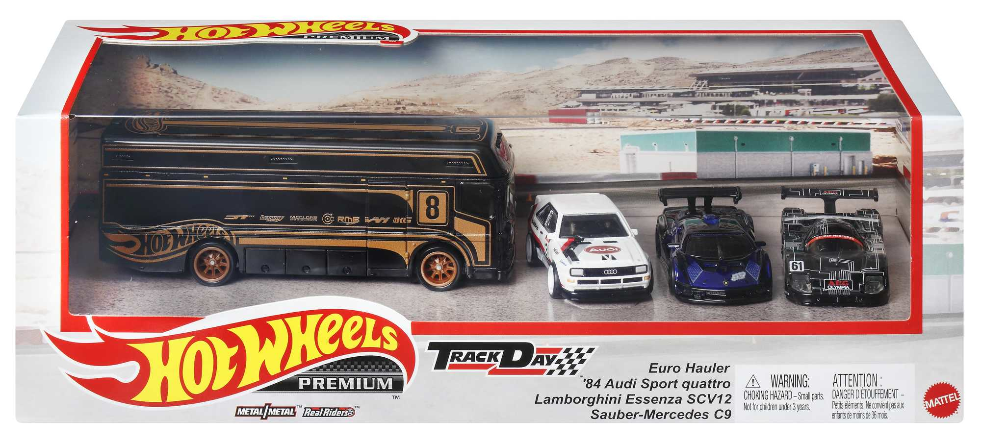Hot Wheels Premium Diorama Track Day Euro Hauler Zestaw 4 Aut
