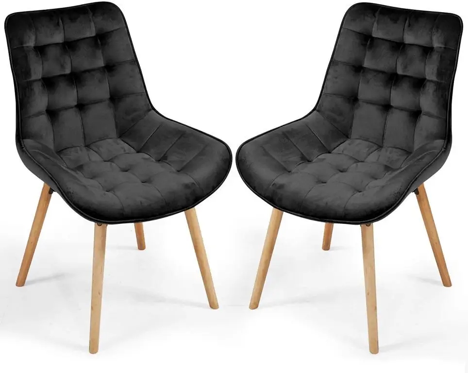Stoličky do jedálne 2 ks Scandinavia, drevo, čierny zamat Miadomodo