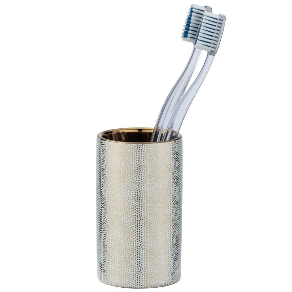 Kubek na szczoteczki ceramiczny Wenko biało złoty Kod producenta 24184100