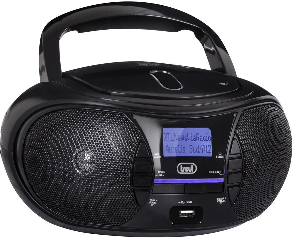 Přehrávač Trevi, Cmp 581 Dab Bk, přenosný CD/MP3 přehrávač, CD/CDR/CDRW/MP3