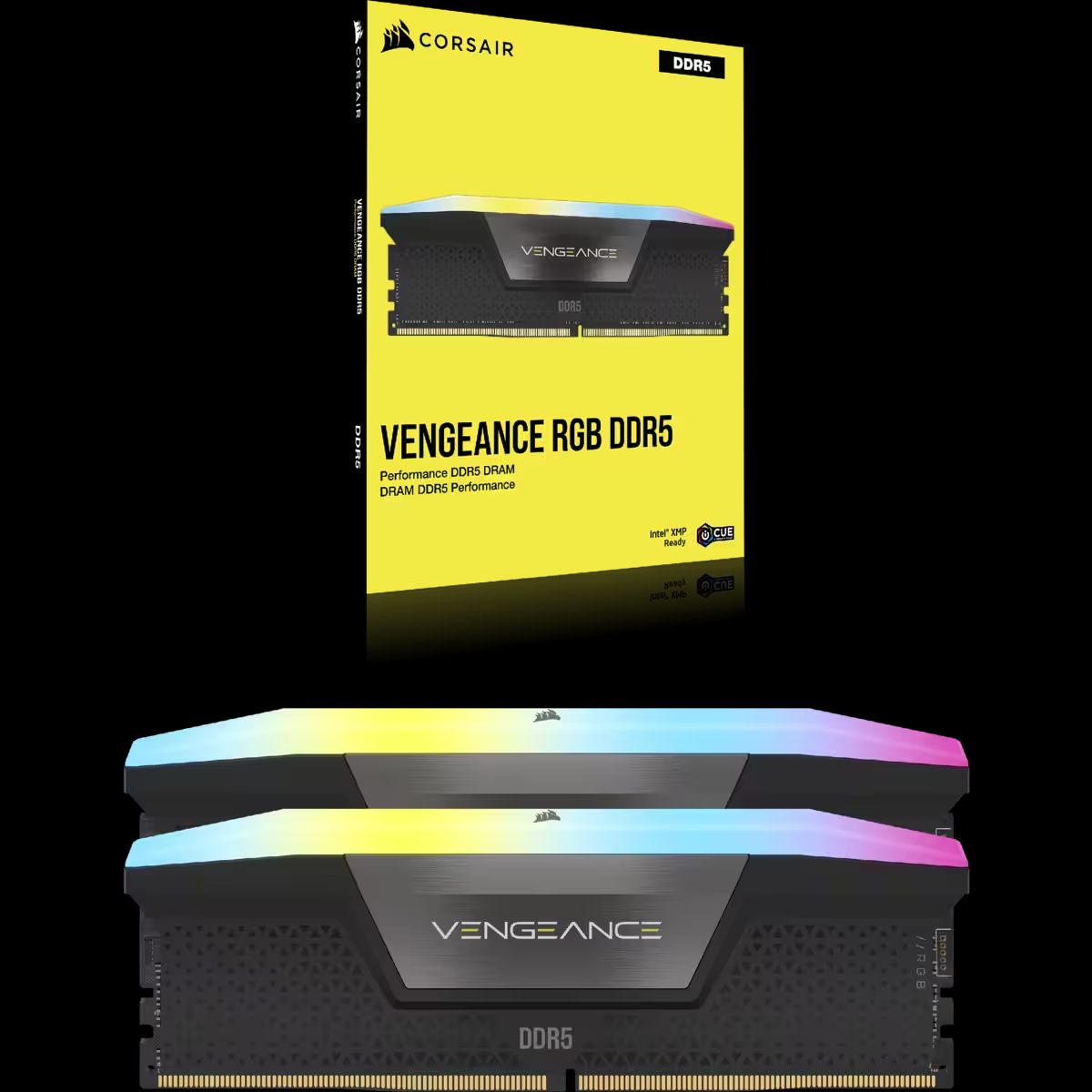 CORSAIR VENGEANCE RGB DDR5 32GB (2 x 16GB) DDR5 6400 CL36-48-48-104 1.35V Intel XMP - BLACK — 5