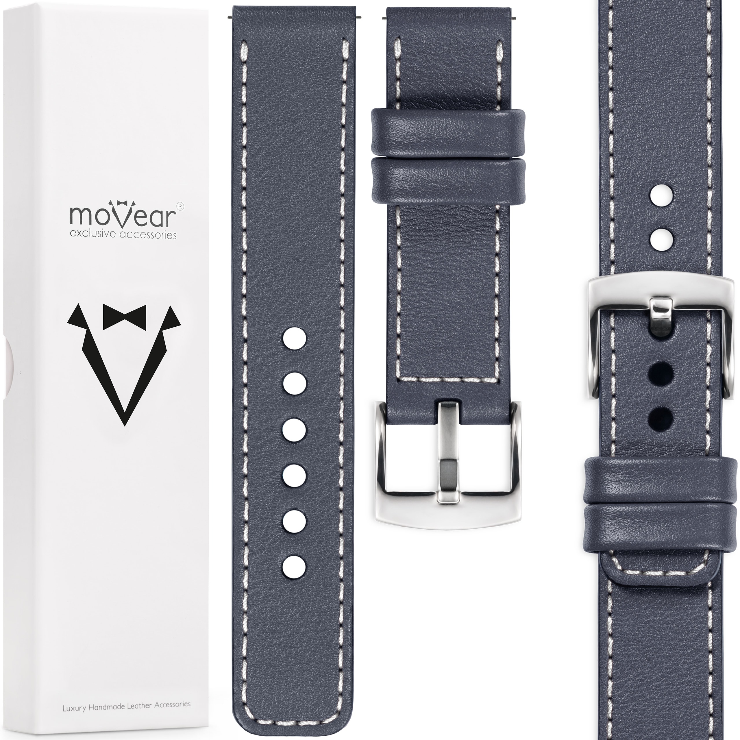 Exkluzivní 24mm řemínek pro prémiové hodinky, stylový Movear Šedý, ocelový