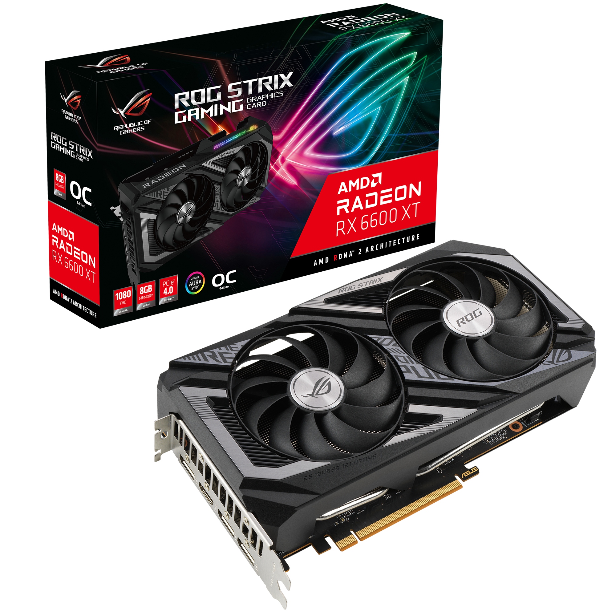 Asus Rog -STRIX-RX6600XT-O8G-GAMING Amd Radeon Rx 6600 Xt 8 Gb GDDR6