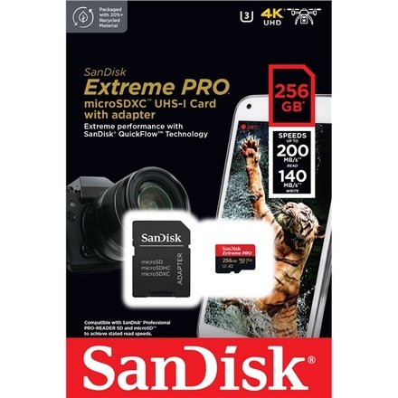 Karta pamięci Sandisk microSDXC 256GB Extreme Pro Pojemność karty 256 GB