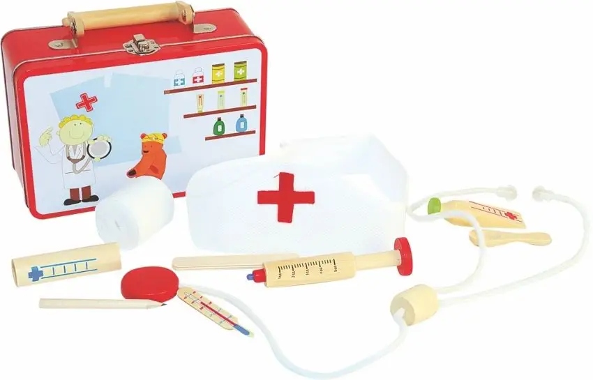 BINO WALIZKA LEKARZA LEKARZ WETERYNARZ DOKTOR ZESTAW DREWNIANY