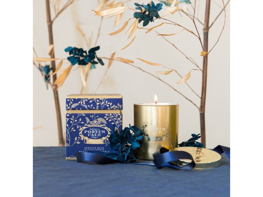 Svíčka Portus Cale Festive Blue golden