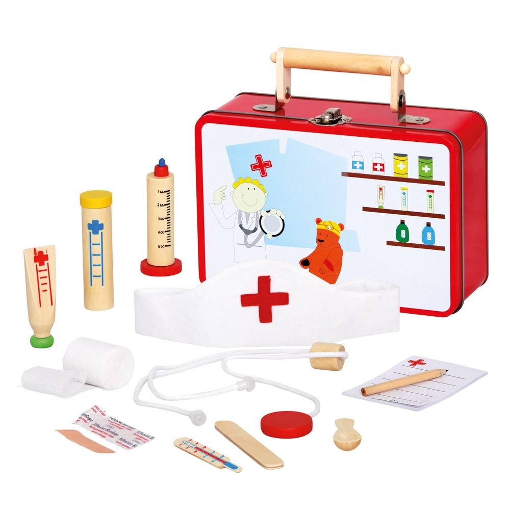 BINO WALIZKA LEKARZA LEKARZ WETERYNARZ DOKTOR ZESTAW DREWNIANY Materiał drewno inny
