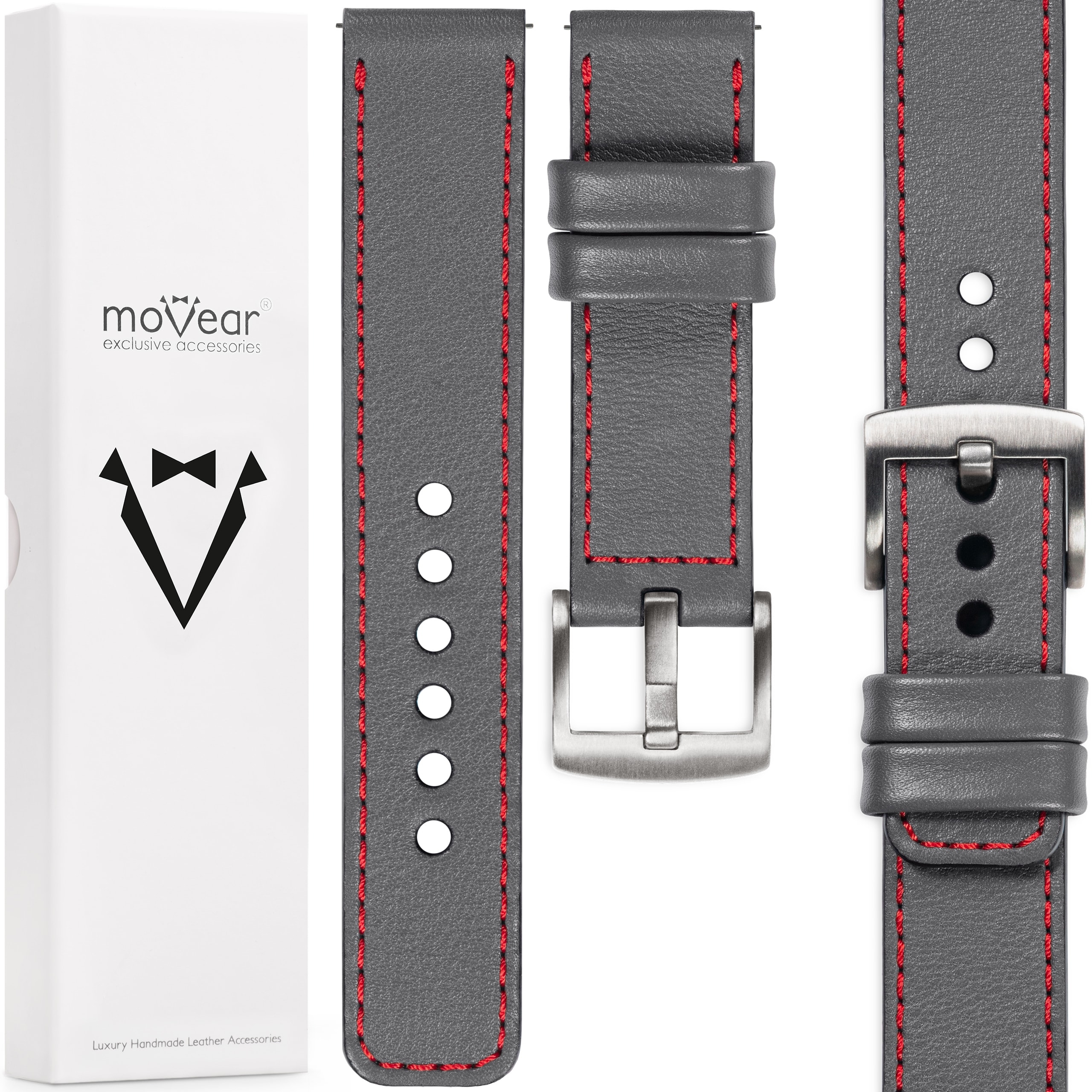 Kožený opasek 18 mm pro prémiové hodinky, elegantní Polský šedý