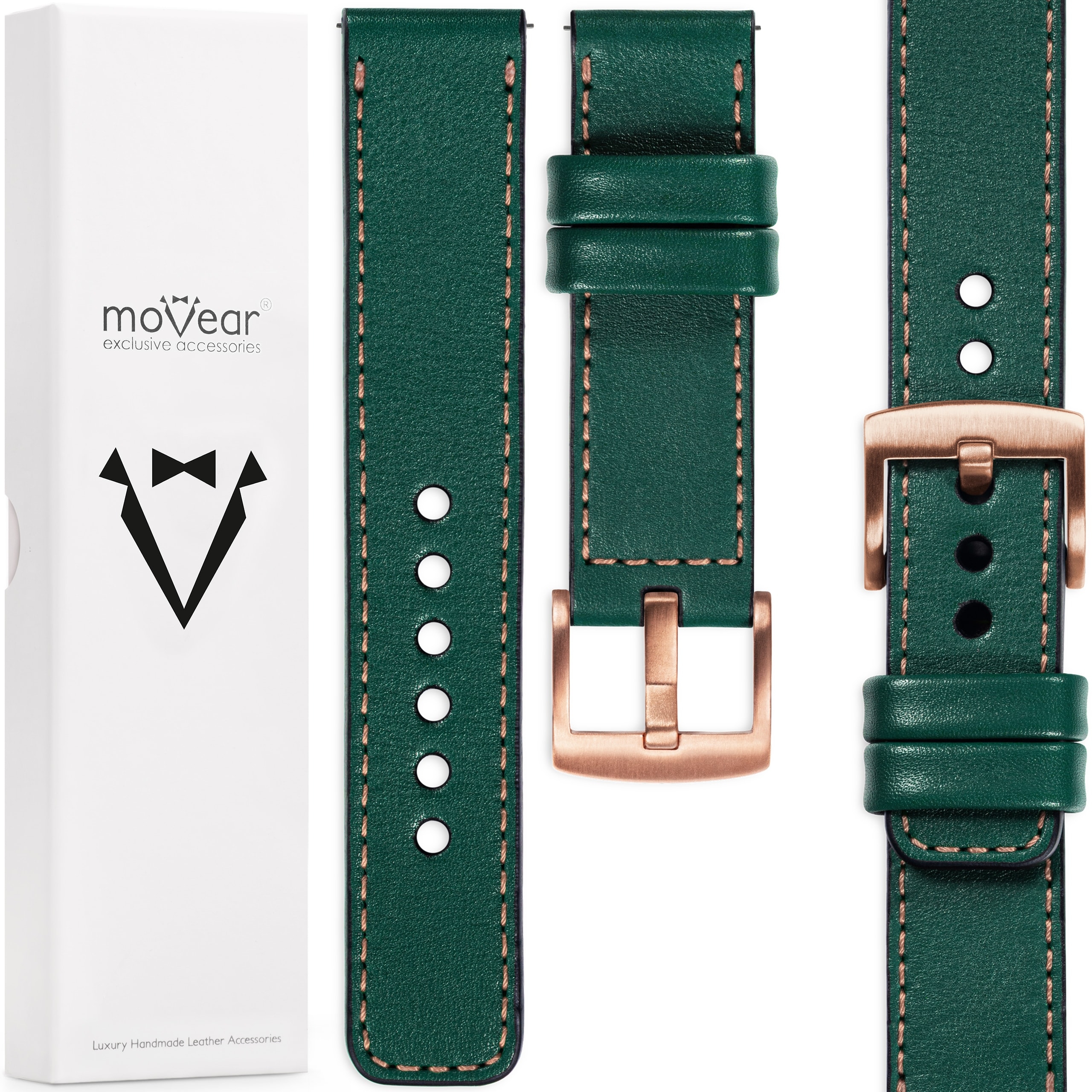 Řemínek 22 mm pro prémiové kožené hodinky, exkluzivní, ručně vyrobený Movear