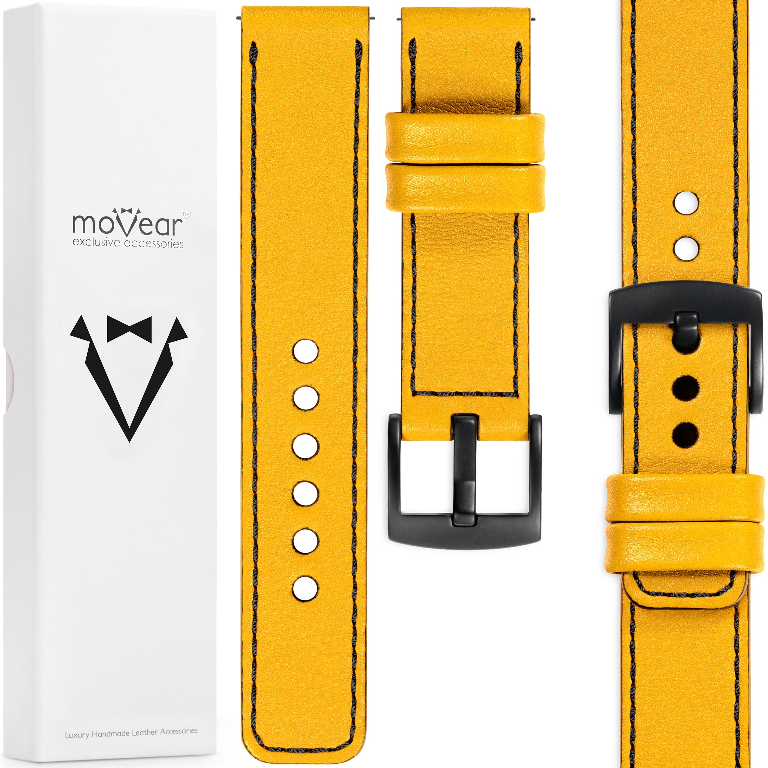 Řemínek 20 mm exkluzivní pro prémiové hodinky Italská kůže Žlutá